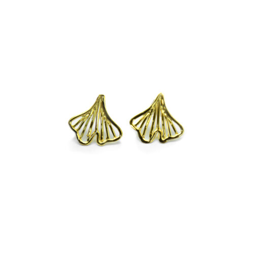 Aretes de plata .925, baño de oro , mini – Colección Ginkgo Biloba por Teresa González - EPT267D