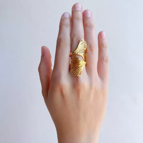 ANILLO DE PLATA 925 CON BAÑO DE ORO -AJUSTABLE DISEÑO ENCONTRADO-017D