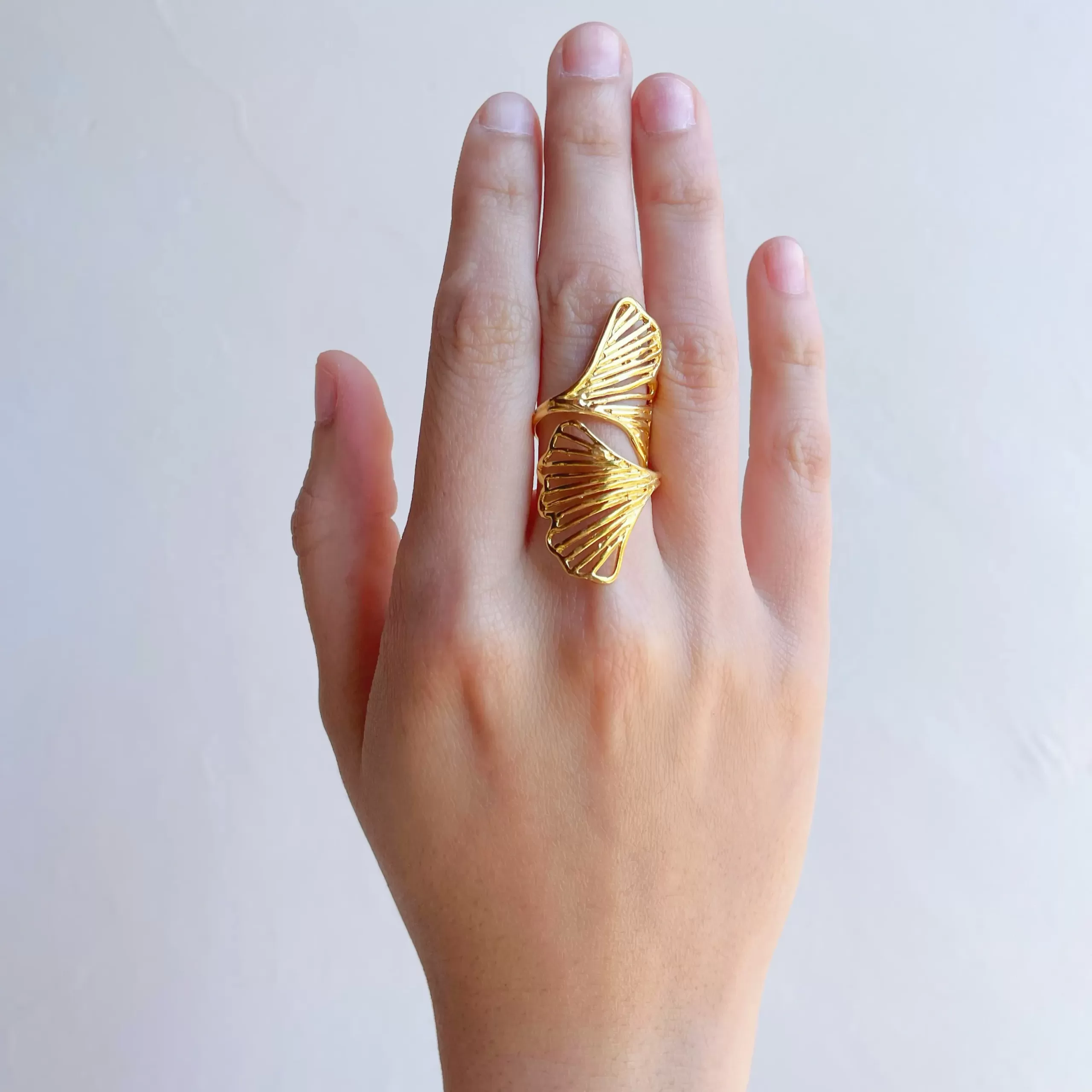 ANILLO DE PLATA 925 CON BAÑO DE ORO -AJUSTABLE DISEÑO ENCONTRADO-017D