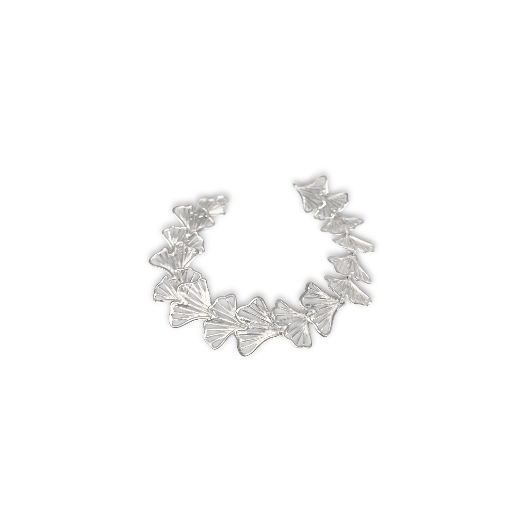 Pulsera de plata .925 con hojitas engarzadas TPP975 - Diseño por Teresa González - Colección Ginkgo Biloba