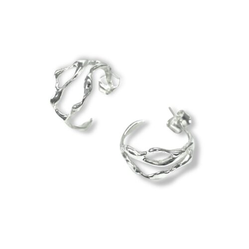 Arracada mediana de plata .925 doble estilo clásico por Teresa González