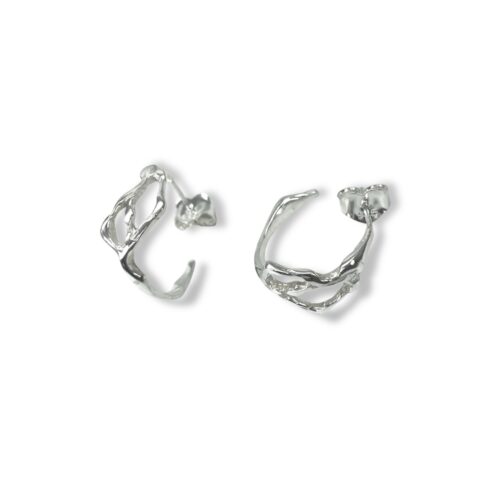 Arracada chica de plata .925 doble estilo clásico por Teresa González