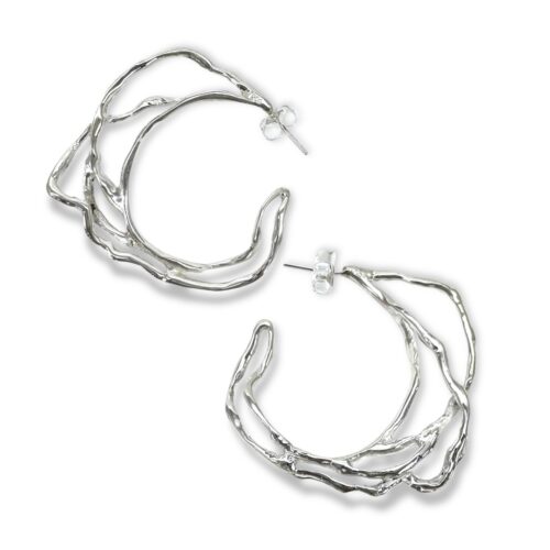 Arracada jumbo de plata .925 doble estilo clásico por Teresa González