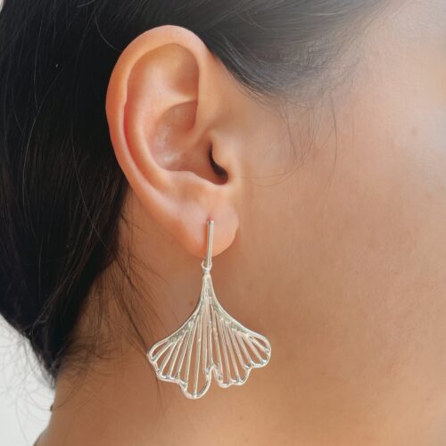 Arete de plata .925 Ginkgo Biloba-EPT227 - Diseño por Teresa González