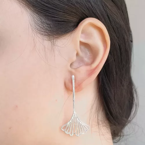 Arete de plata .925 Ginkgo Biloba-EPT272 - Diseño por Teresa González