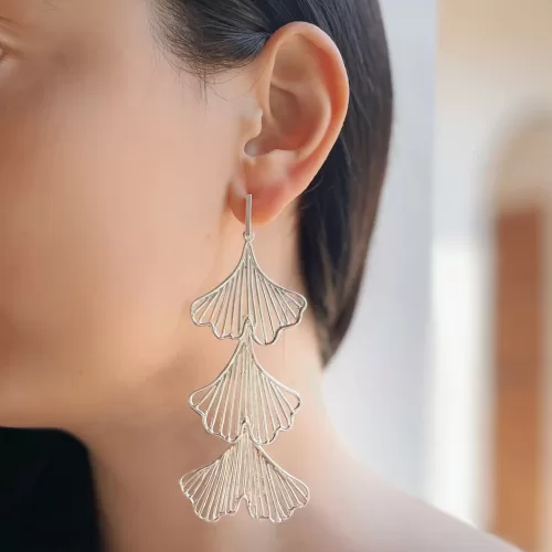 Arete de plata .925 Ginkgo Biloba-EPT274 - Diseño por Teresa González