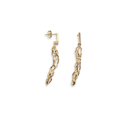 Arete de plata .925 baño de oro con poste movible tipo capullo por Teresa González