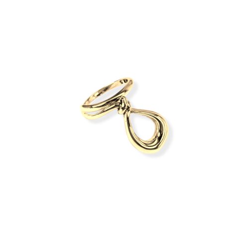 Anillo de plata .925 baño de oro ajustable diseño de lazo minimalista por Teresa González