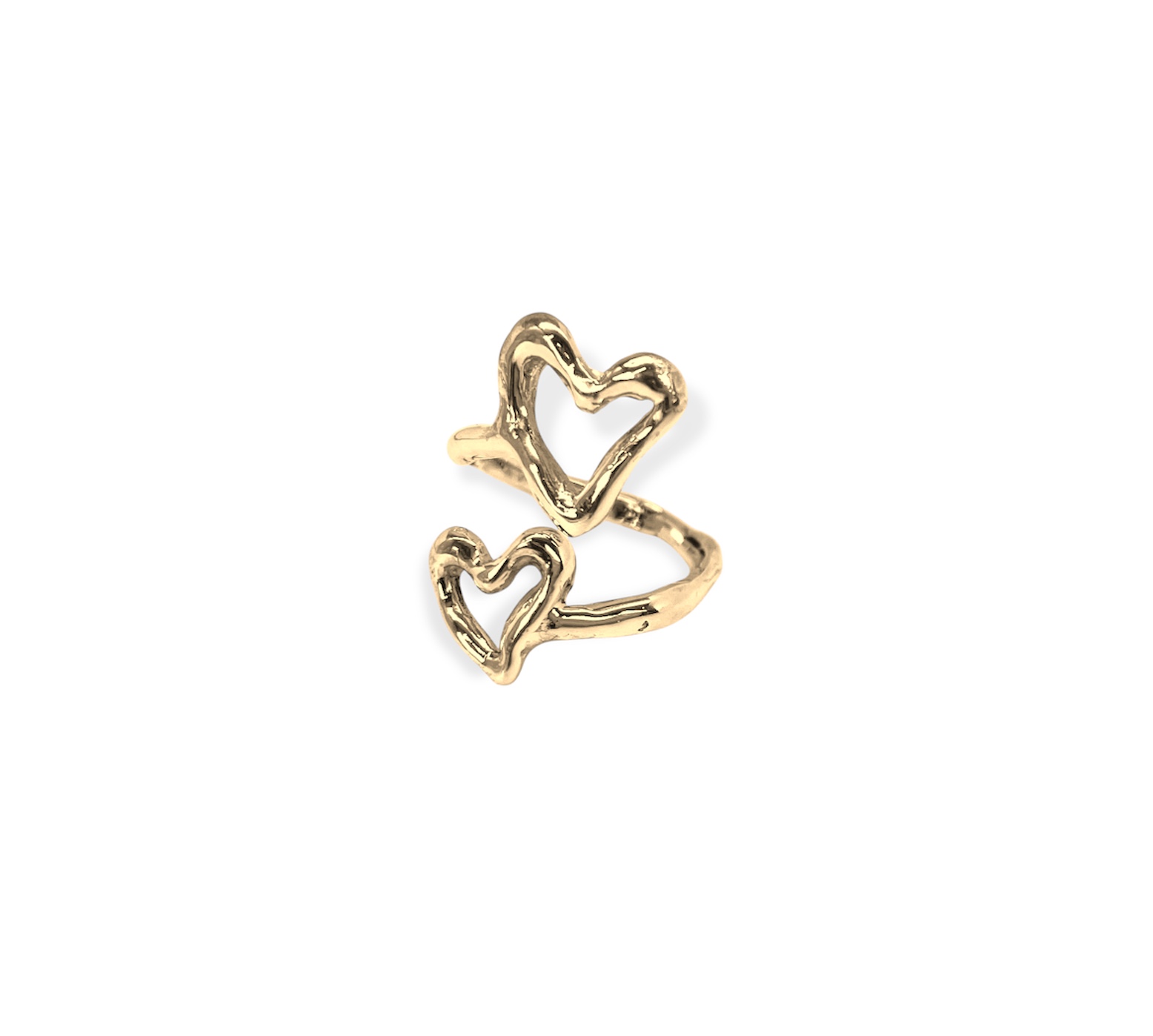 Anillo de plata .925 baño de oro ajustable corazón ogánico por Teresa González