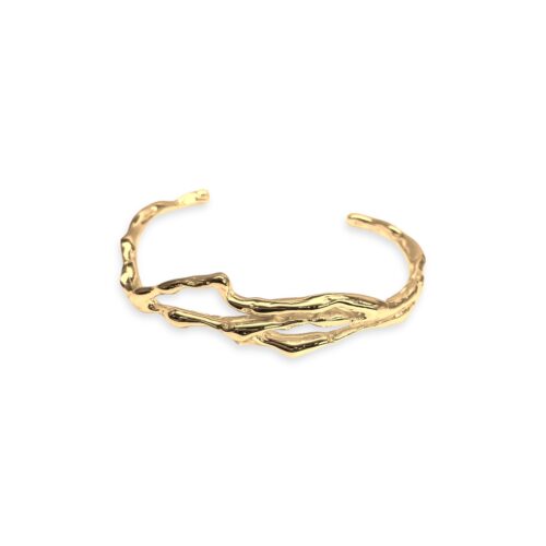 Brazalete -Cuff de plata .925 baño de oro diseño orgánico por Teresa González