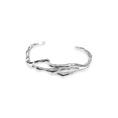 Brazalete -Cuff de plata .925 diseño orgánico por Teresa González