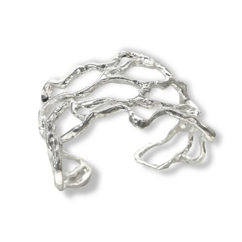 Brazalete -Cuff de plata .925 doble diseño minimalista por Teresa González