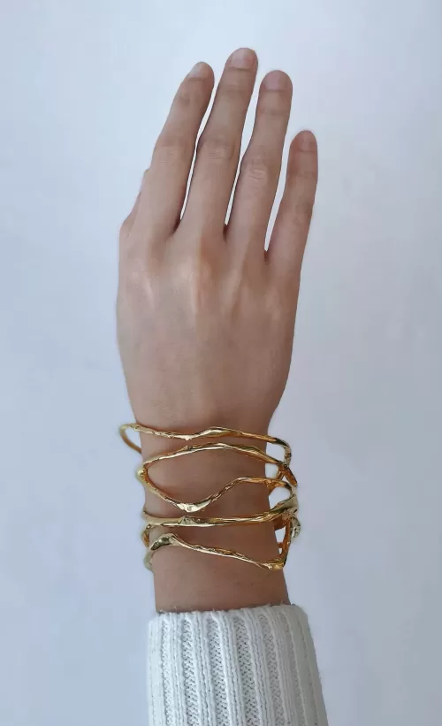 Brazalete de plata .925  diseño doble ancho por Teresa González