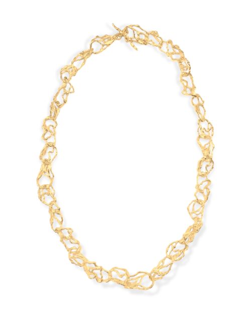 Collar de plata .925 baño de oro diseño contemporáneo por Teresa González