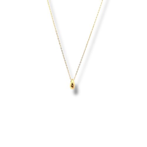 Cadena delgada y dije gotita de plata .925 con baño de oro diseño contemporáneo por Teresa González
