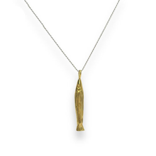 Dije de pez en plata .925 baño de oro alargado a rayas