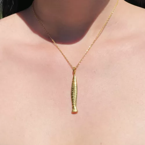 plata .925 baño de oro diseño elegante alargado inspirado en el océano por Teresa González