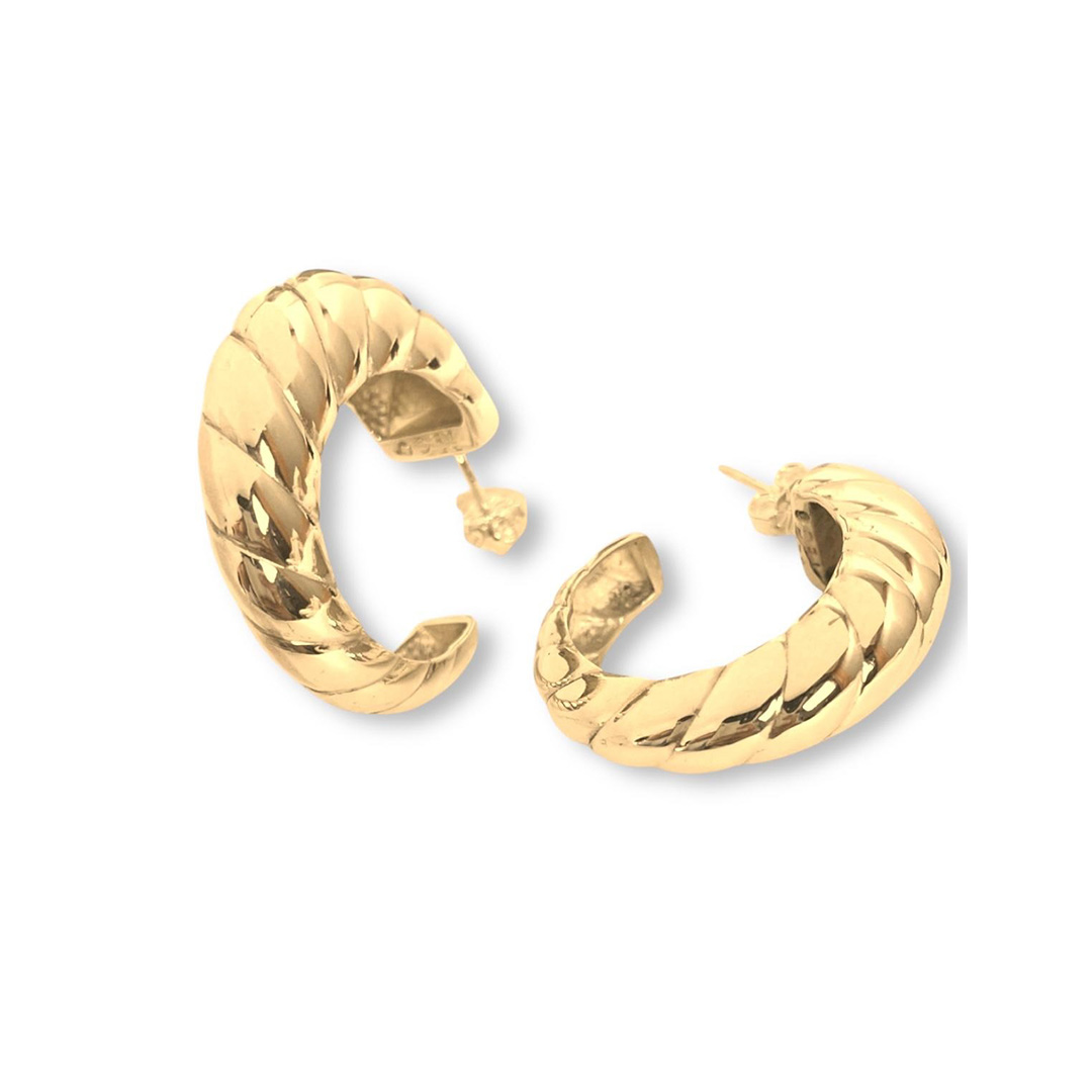 Arracada de plata .925 baño de orocaracol espiral grande por Teresa González