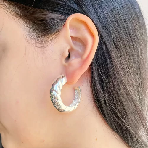 Arracada de plata .925 tipo caracol espiral grande por Teresa González